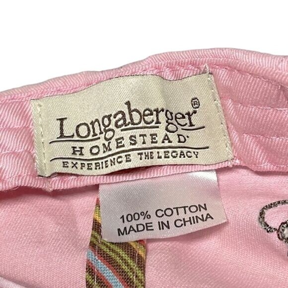 Longaberger Hat Pink Ball Cap VINTAGE Pink Logo Stripes Adjustable Cotton - Picture 7 of 7